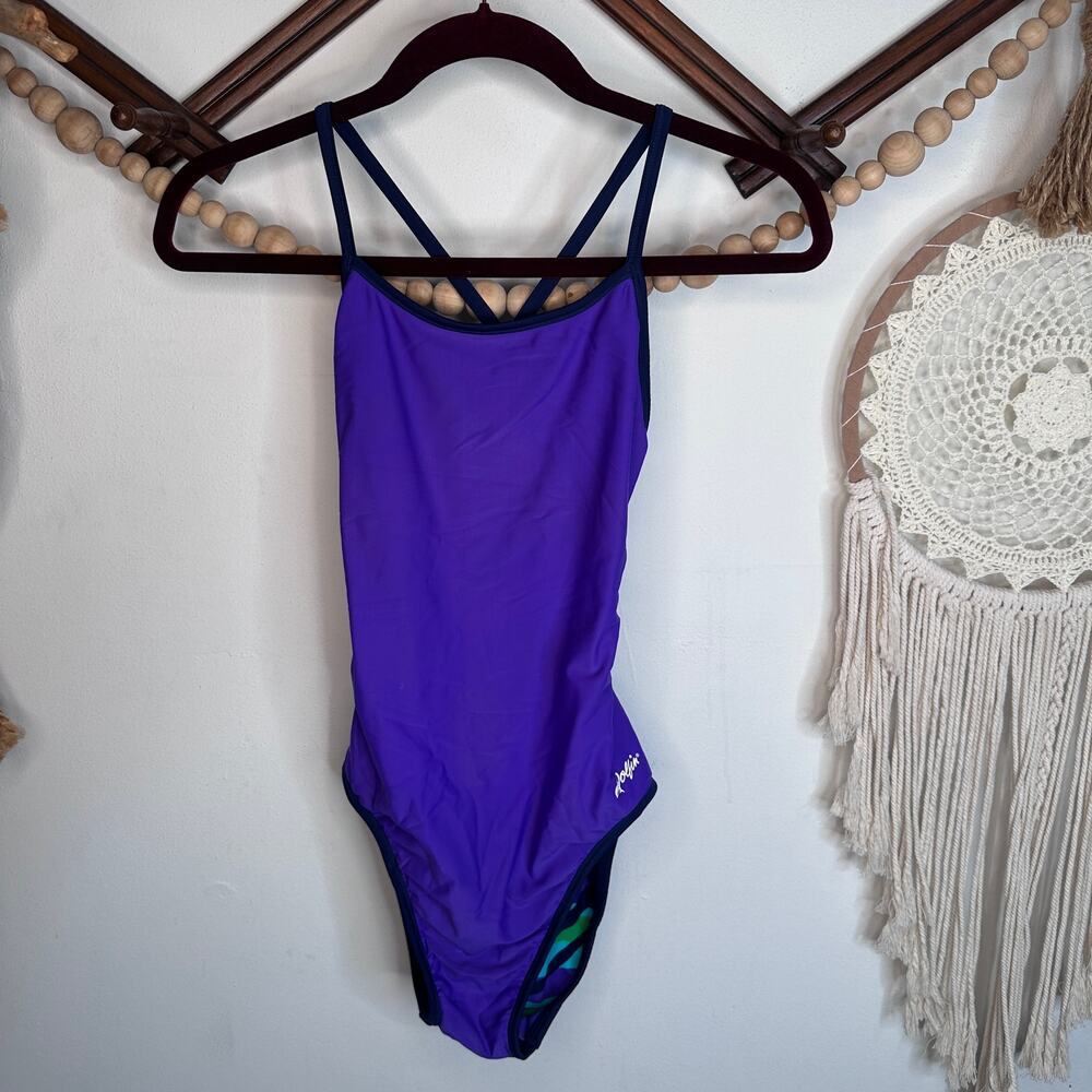 Dolfin Purple Pattern Reversible One Piece Competitive Swimsuit